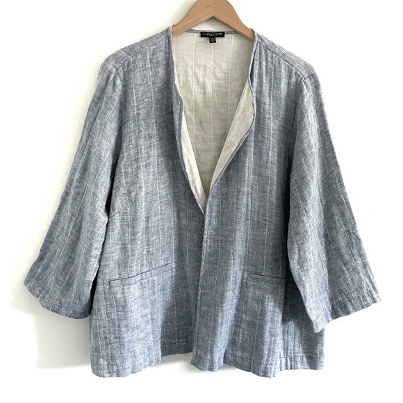 Eileen Fisher Jackets & Blazers - EILEEN FISHER Chambray Round Neck Short Jacket
